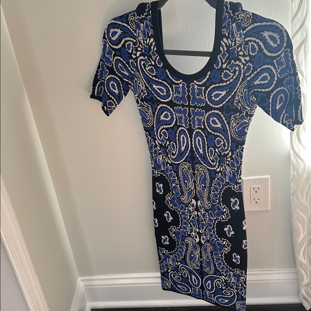 Torn by Ronny Kobo Blue and Black Knit Top